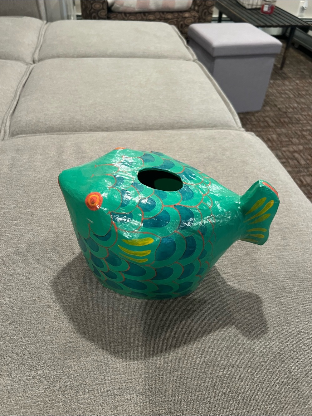 Hand-Painted Green Fish Décor - Unbranded